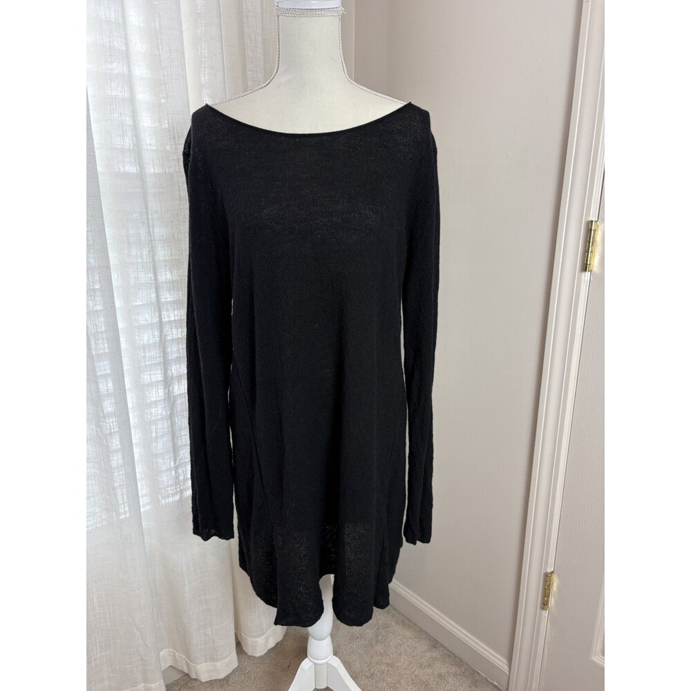 Eileen Fisher Lightweight Open Knit Wool Tunic Sweater Boat Neck Sheer 103 - Picture 3 of 9